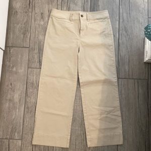 Loft Brand Wide Leg cropped khaki trousers